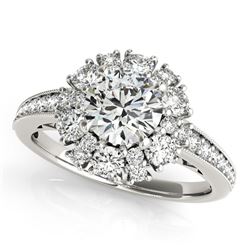 14K White Gold Antique Style Halo Round Diamond Engagement Ring (2 ct. tw.)