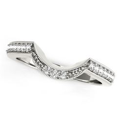 14K White Gold Round Diamond Curved Antique Wedding Band (1/4 ct. tw.)