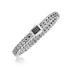 Image 1 : Sterling Silver Braided Men's Bracelet with Black Sapphire Stones