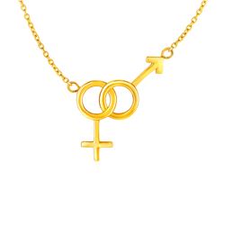 Pendant with Interlocking Gender Symbols in 14K Yellow Gold