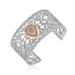 Sterling Silver Open Byzantine Cuff with Smokey Quartz and Citrine
