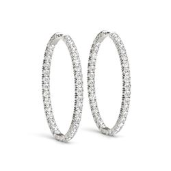 Oval Shape Two Sided Diamond Hoop Earrings in 14K White Gold (2 ct. tw.)