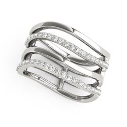 14K White Gold Multiple Band Design Ring with Diamonds (3/8 ct. tw.)
