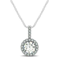 14K White Gold Diamond Halo Round Style Pendant (5/8 ct. tw.)