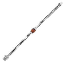 Sterling Silver Smokey Quartz and White Sapphire Embellished Weave Bracelet