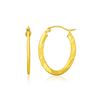 Image 1 : 14K Yellow Gold Oval Shape Textured Hoop Earrings