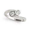 Image 1 : 14K White Gold Round Bezel Setting Two Stone Diamond Ring (5/8 ct. tw.)