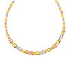 Image 1 : Graduated Flower Link Necklace in 14K Tri Color Gold