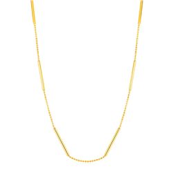 Choker Necklace with Shiny Bar Details in 14K Yellow Gold