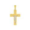 Image 1 : Textured Crucifix Pendant in 14K Two Tone Gold