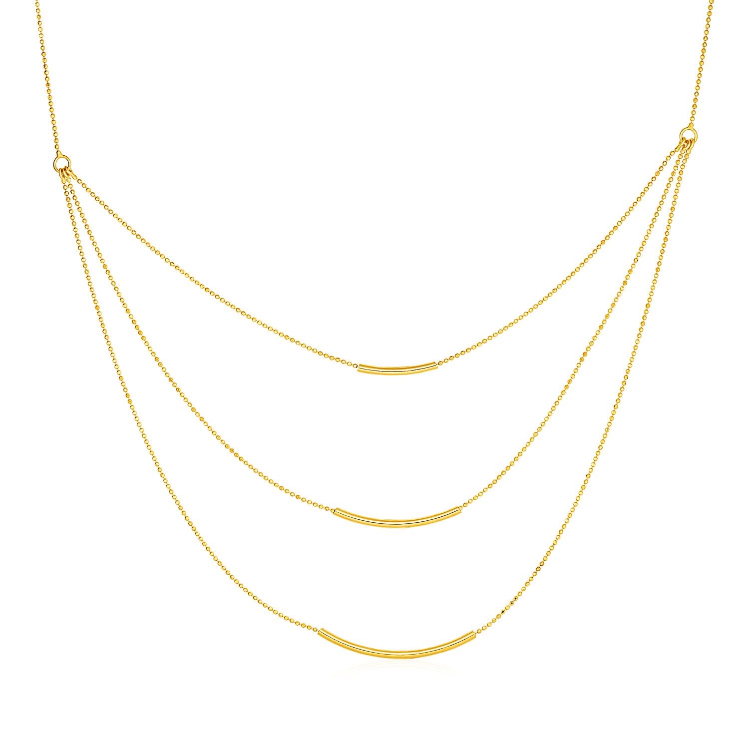 Three Layer Chain Necklace in 14K 
