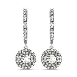 14K White Gold Double Halo Round Diamond Drop Earrings (1 ct. tw.)