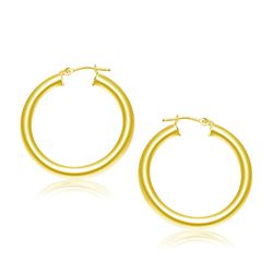 14K Yellow Gold Polished Hoop Earrings (30 mm)