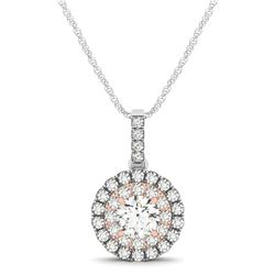 Round Shape Halo Diamond Pendant in 14K White and Rose Gold (1/2 ct. tw.)