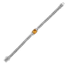 Sterling Silver Citrine and White Sapphire Accented Woven Bracelet
