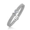 Image 1 : Diamond Accented X Station Weave Bangle in 14K White Gold (.17 ct t.w.)