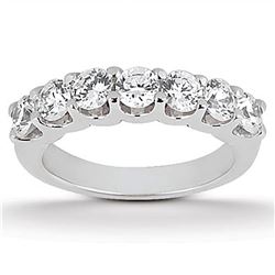 14K White Gold Diamond Scalloped Shared U Prong Setting Wedding Ring Band