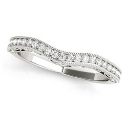 14K White Gold Milgrained Pave Set Curved Diamond Wedding Band (1/5 ct. tw.)