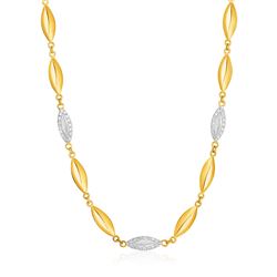 14K Yellow Gold and Diamond Marquise Motif Necklace (1/5 ct. tw.)