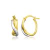 Image 1 : 14K Two Tone Gold Oval Twisted Hoop Earrings