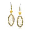 Image 1 : 18K Yellow Gold & Sterling Silver Oval Rutilated Quartz & Citrine Drop Earrings