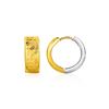Image 1 : Two-Tone Reversible Textured Snuggable Earrings in 10K Yellow and White Gold