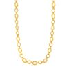 Image 1 : Shiny and Textured Oval Link Necklace in 14K Yellow Gold