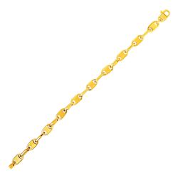 Mens Polished Link Bracelet in 14K Yellow Gold