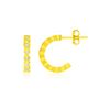Image 1 : 14K Yellow Gold Half Hoop Circle Link Earrings with Diamonds