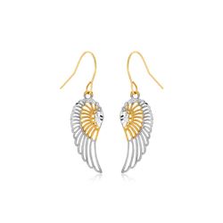Two-Tone Wing Drop Earrings in 10K Gold