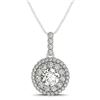 Image 1 : 14K White Gold Diamond Halo Round Shape Pendant (1 1/4 ct. tw.)