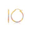 Image 1 : 14K Tri-Color Textured Hoop Earrings (1inch Diameter)