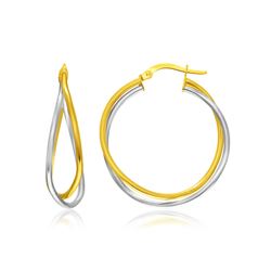 14K Two-Tone Gold Interlaced Double Row Earrings