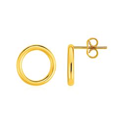Open Circle Post Earrings in 14K Yellow Gold