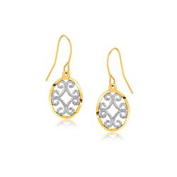 Two-Tone Drop Earrings in 10K Gold