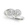 Image 1 : 14K White Gold Halo Set Round Two Stone Diamond Ring (3/8 ct. tw.)