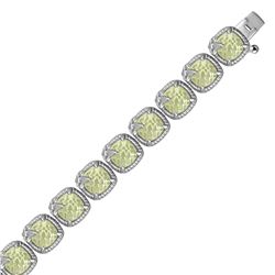 Sterling Silver Bracelet with Multi Gemstone Fleur De Lis Design