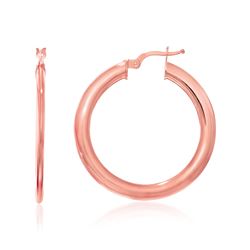 14K Rose Gold Round Slim Design Hoop Earrings