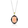 Image 1 : 18K Yellow Gold & Sterling Silver Quartz  Rhodolite  and  Diamond Oval Pendant