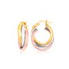 Image 1 : 14K Tri-Color Gold Domed Tube Intertwined Earrings