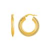 Image 1 : Rope Texture Hoop Earrings in 14K Yellow Gold