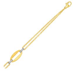 14K Yellow Gold and Diamond Bracelet with Gold Center Link (1/10 ct. tw.)