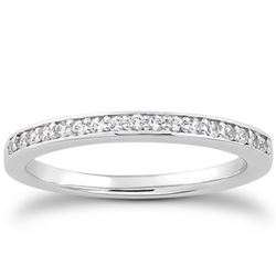 14K White Gold Micro-pave Flat Sided Diamond Wedding Ring Band