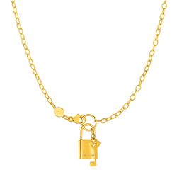 Necklace with Lock and Key in 14K Yellow Gold