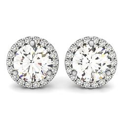 14K White Gold Round Prong Halo Style Earrings (1 ct. tw.)