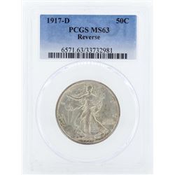 1917-D Walking Liberty Half Dollar Coin PCGS MS63 Reverse