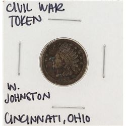 1863 Civil War Token W. Johnston Cincinnati Ohio