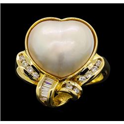 14KT Yellow Gold Mabe Pearl and Diamond Ring