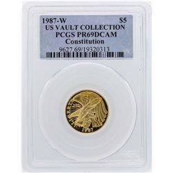 1987-W $5 US Vault Collection Constitution Gold Coin PCGS PR69DCAM