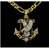 Image 1 : 14KT Tri-Color Gold Eagle & Anchor 1.65 ctw. Diamond Pendant with Chain